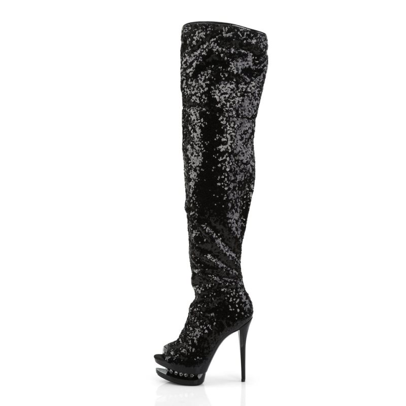 Black Pleaser Blondie-R-3011 Women's Thigh High Boots | AUSTRALIA WCDTN