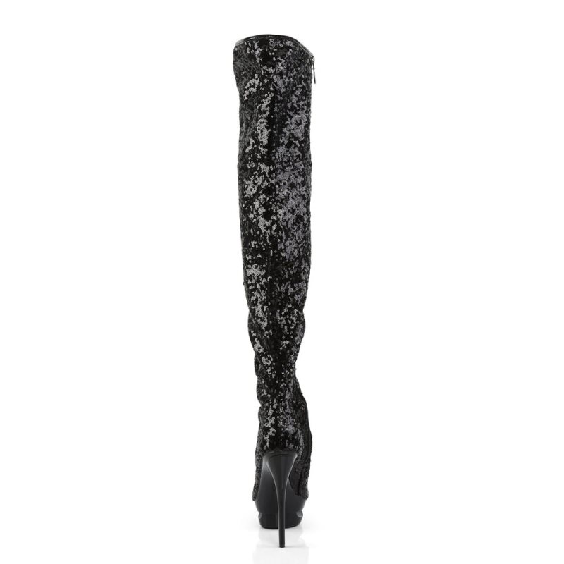 Black Pleaser Blondie-R-3011 Women's Thigh High Boots | AUSTRALIA WCDTN