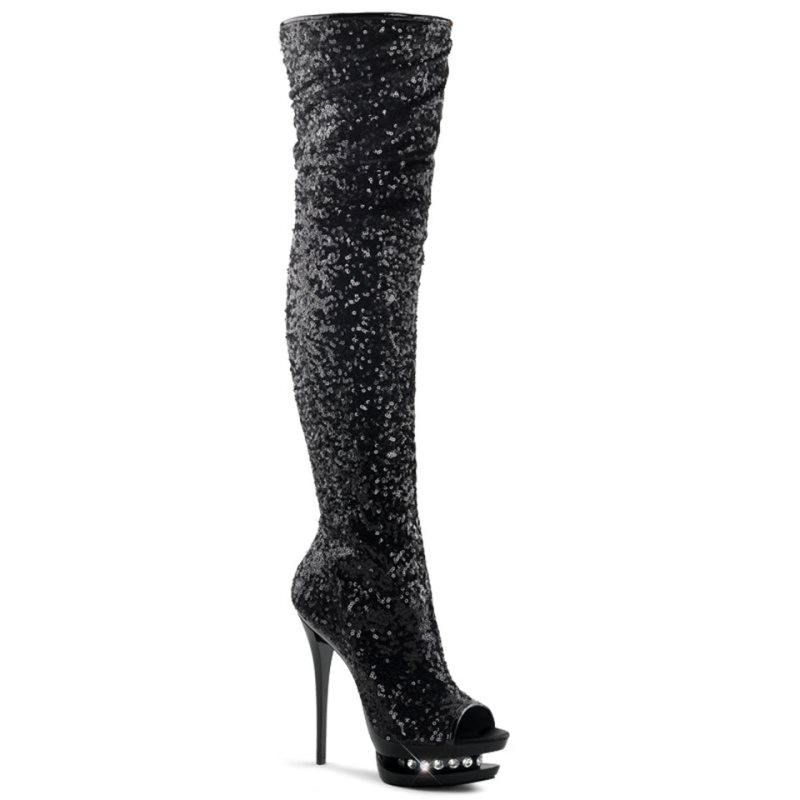 Black Pleaser Blondie-R-3011 Women\'s Thigh High Boots | AUSTRALIA WCDTN