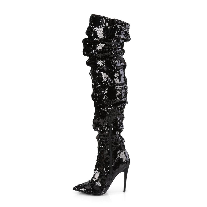 Black Pleaser Courtly-3011 Women's Thigh High Boots | AUSTRALIA ZAKOL