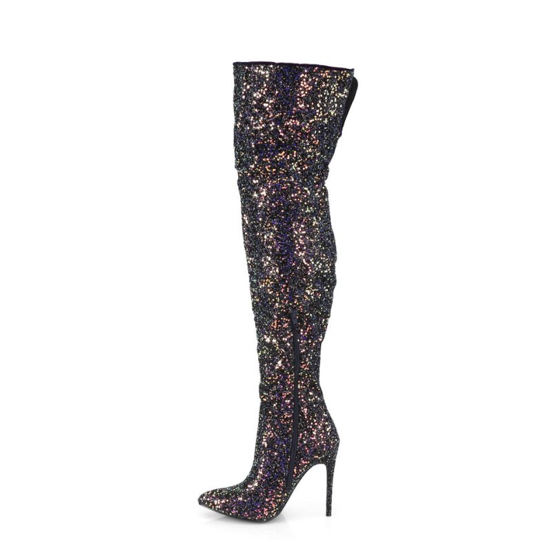 Black Pleaser Courtly-3015 Women's Thigh High Boots | AUSTRALIA MOYSJ