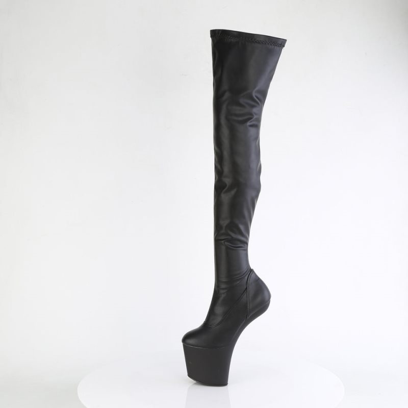 Black Pleaser Craze-3000 Vegan Leather Women's Thigh High Boots | AU GMNCLDA