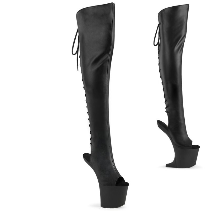 Black Pleaser Craze-3019 Vegan Leather Women\'s Thigh High Boots | AUSTRALIA ZYKTW