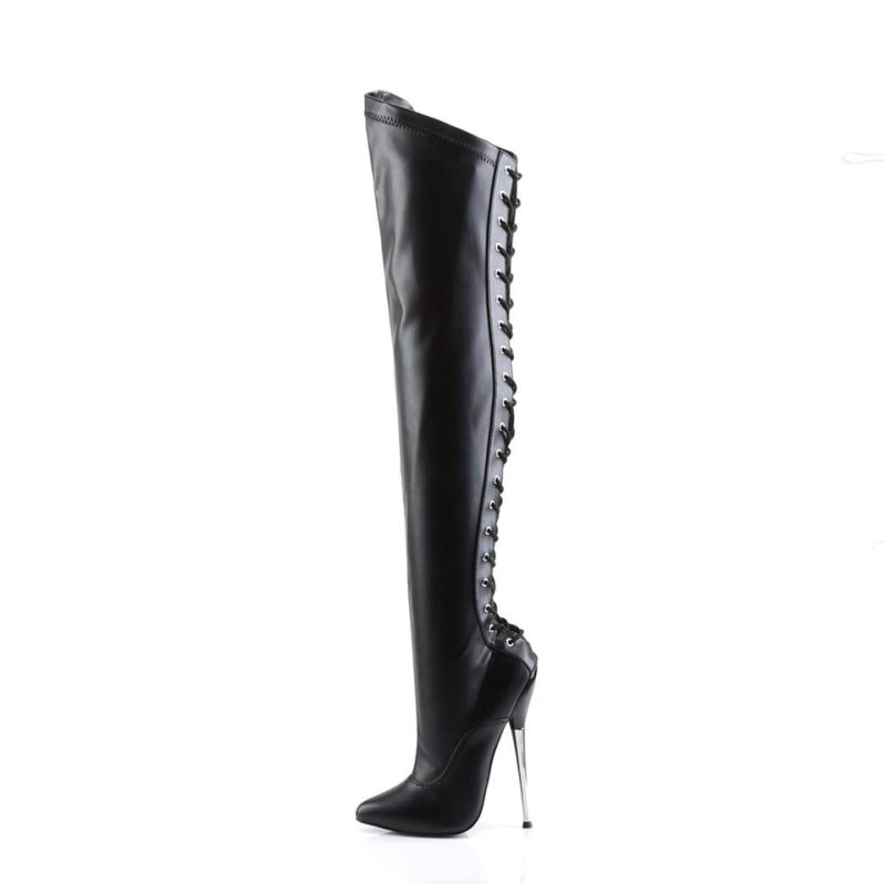 Black Pleaser Dagger-3060 Vegan Leather Women's Thigh High Boots | AUSTRALIA CVXHW