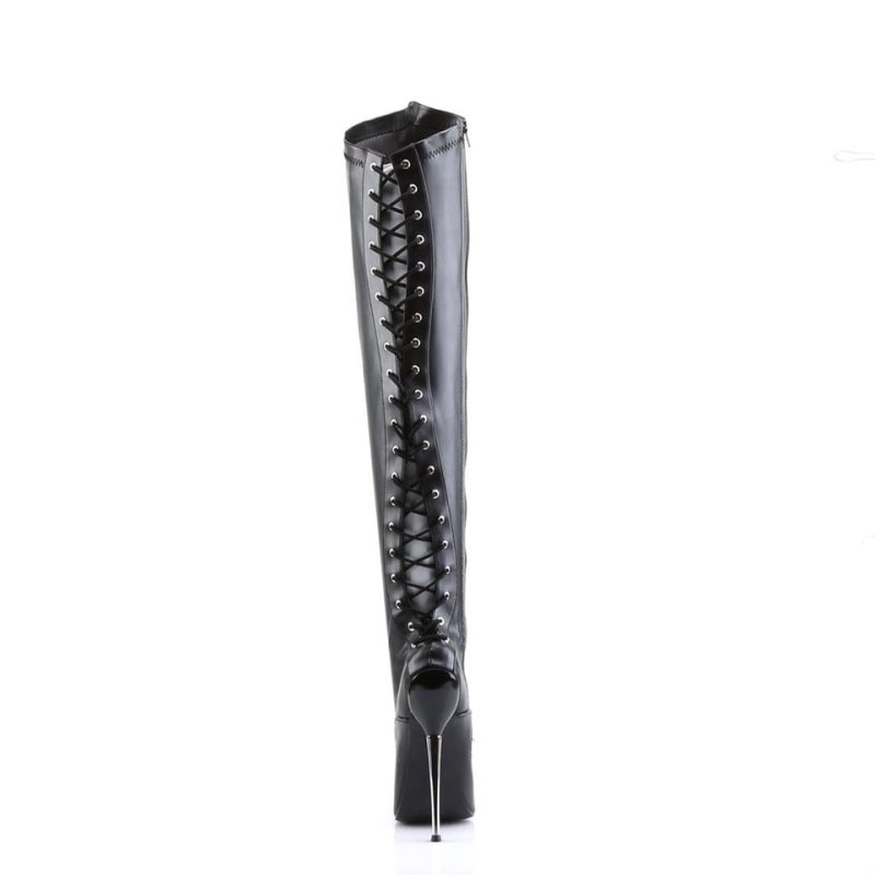 Black Pleaser Dagger-3060 Vegan Leather Women's Thigh High Boots | AUSTRALIA CVXHW