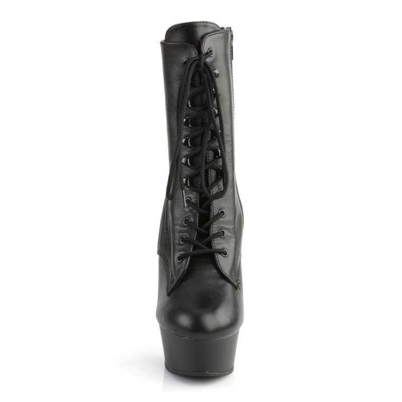 Black Pleaser Delight-1020 Leather Women's Heels Boots | AU MZYGEOJ