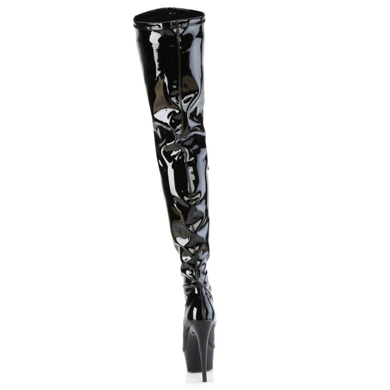 Black Pleaser Delight-3000BONE Women's Thigh High Boots | AU QMZRAJE