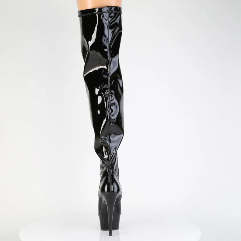 Black Pleaser Delight-3000WCF Women's Thigh High Boots | AU QEHGZJX