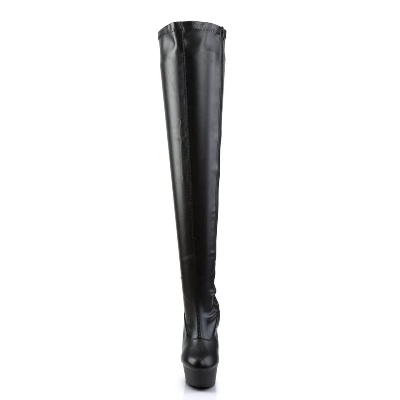 Black Pleaser Delight-3000 Vegan Leather Women's Thigh High Boots | AUSTRALIA FXQPM