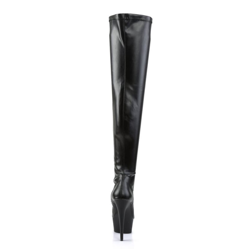 Black Pleaser Delight-3000 Vegan Leather Women's Thigh High Boots | AUSTRALIA FXQPM