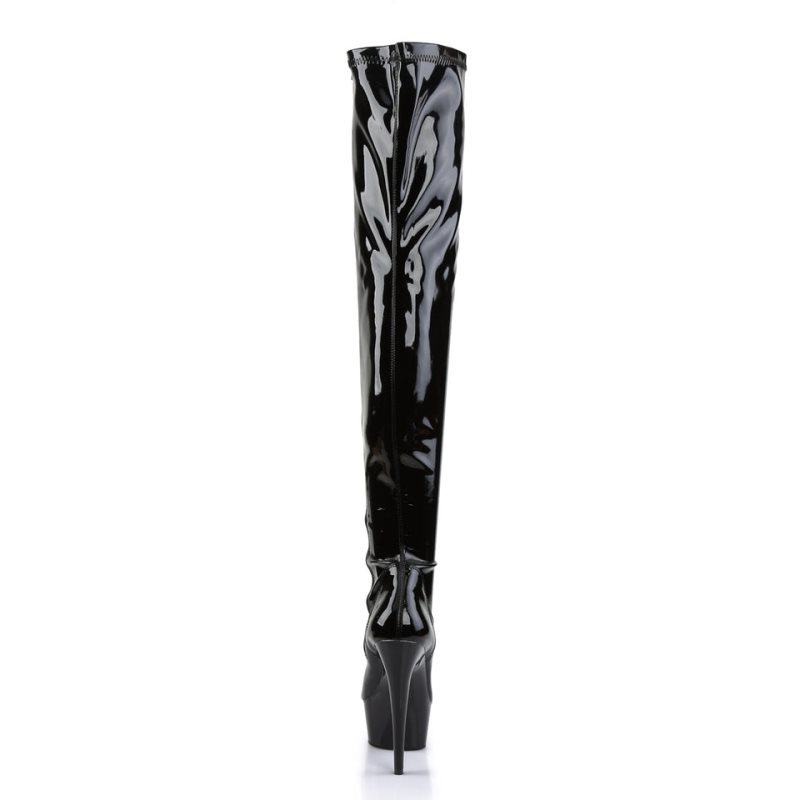 Black Pleaser Delight-3000 Women's Thigh High Boots | AU EUDOYSK