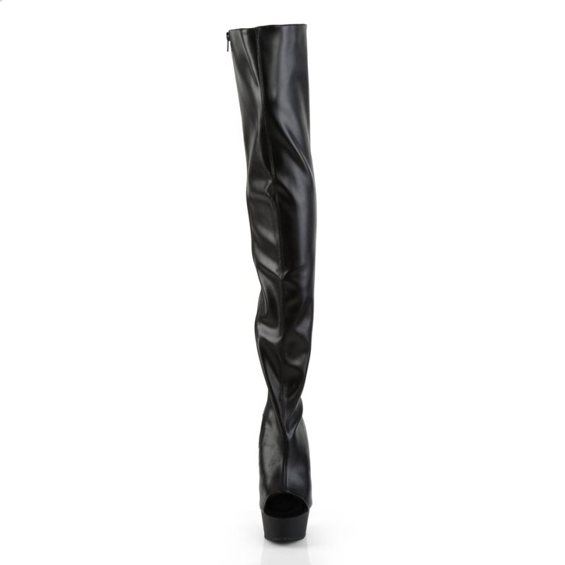 Black Pleaser Delight-3017 Vegan Leather Women's Thigh High Boots | AU LMFJQBC