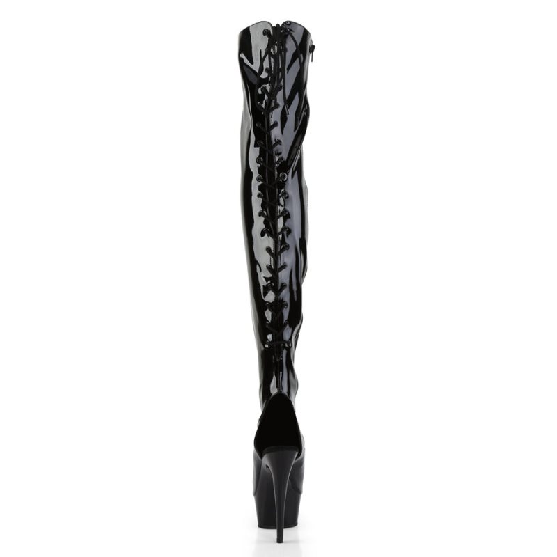 Black Pleaser Delight-3017 Women's Thigh High Boots | AUSTRALIA ZAPUX