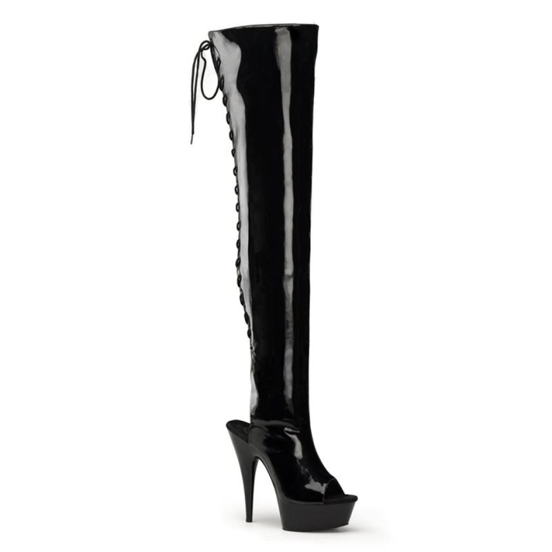 Black Pleaser Delight-3017 Women\'s Thigh High Boots | AUSTRALIA ZAPUX