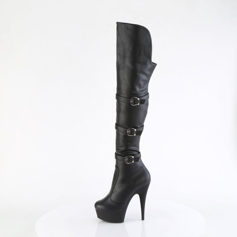 Black Pleaser Delight-3018 Vegan Leather Women's Thigh High Boots | AUSTRALIA YEUKB