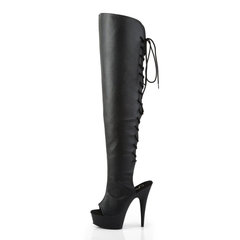 Black Pleaser Delight-3019 Vegan Leather Women's Thigh High Boots | AUSTRALIA IGMOS