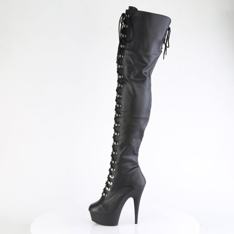 Black Pleaser Delight-3022 Vegan Leather Women's Thigh High Boots | AU TYFRPJA