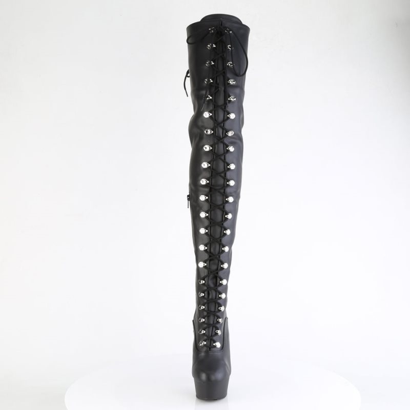 Black Pleaser Delight-3022 Vegan Leather Women's Thigh High Boots | AU TYFRPJA