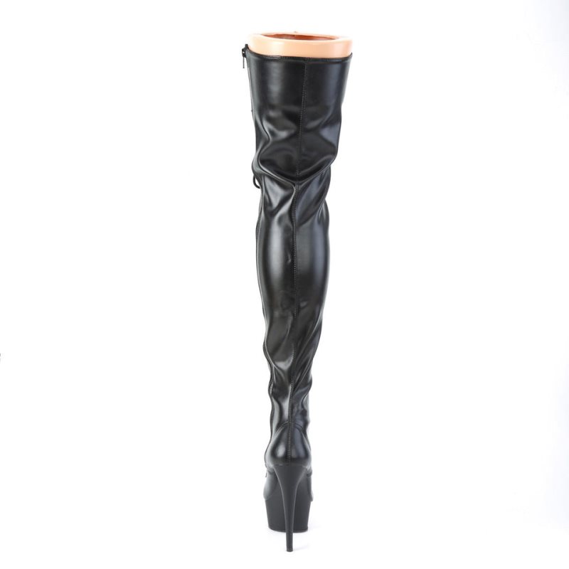 Black Pleaser Delight-3023 Vegan Leather Women's Thigh High Boots | AU LREPIFZ