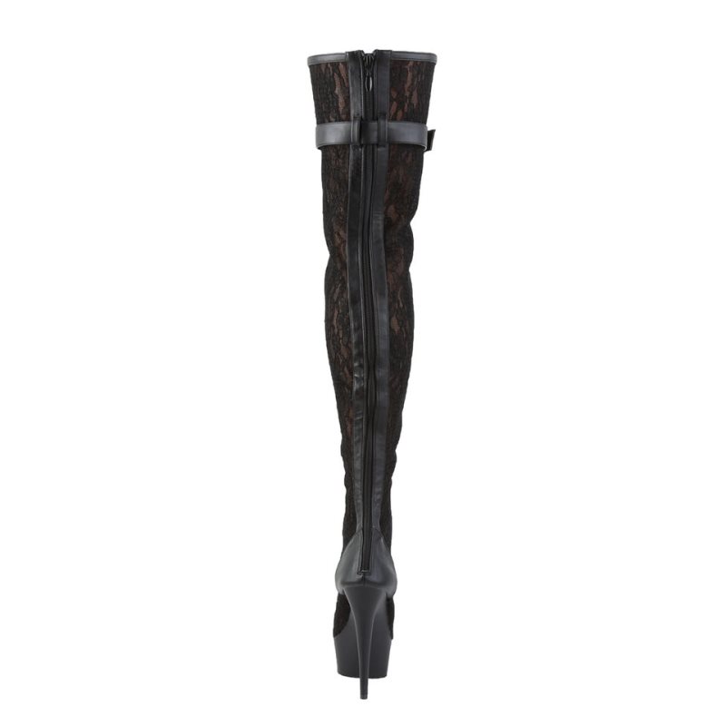 Black Pleaser Delight-3025ML Vegan Leather Women's Thigh High Boots | AU AZGVRTM