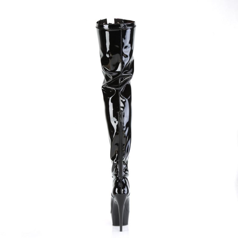 Black Pleaser Delight-3027 Women's Thigh High Boots | AU ZLSRFIO