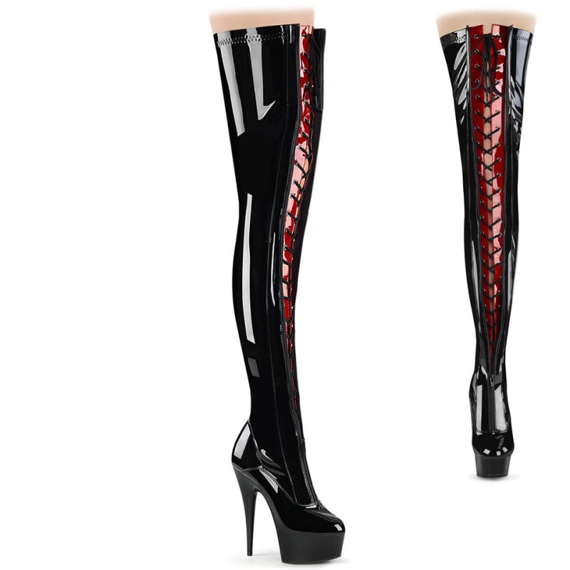 Black Pleaser Delight-3027 Women\'s Thigh High Boots | AU ZLSRFIO