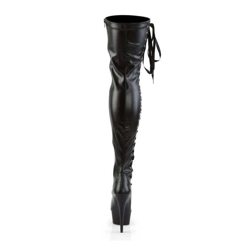 Black Pleaser Delight-3050 Vegan Leather Women's Thigh High Boots | AUSTRALIA VACRW