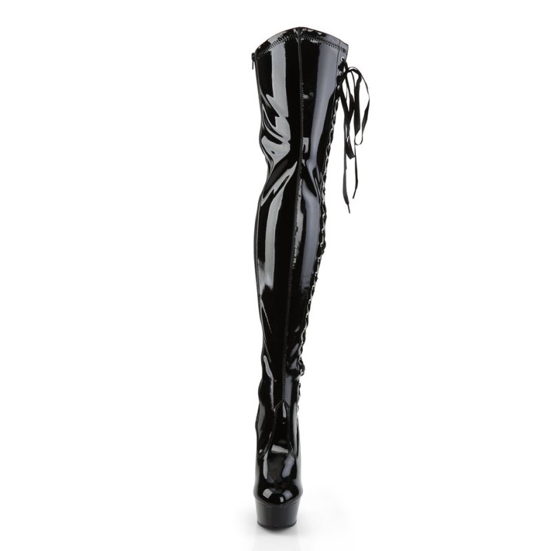 Black Pleaser Delight-3050 Women's Thigh High Boots | AU QKBHVFD