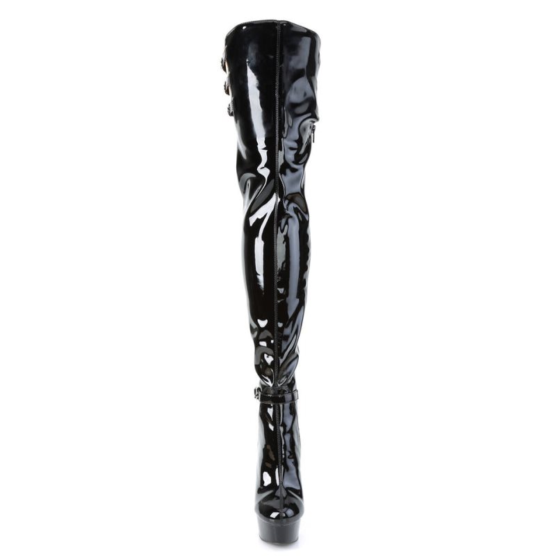 Black Pleaser Delight-3055 Women's Thigh High Boots | AU YDOERKN