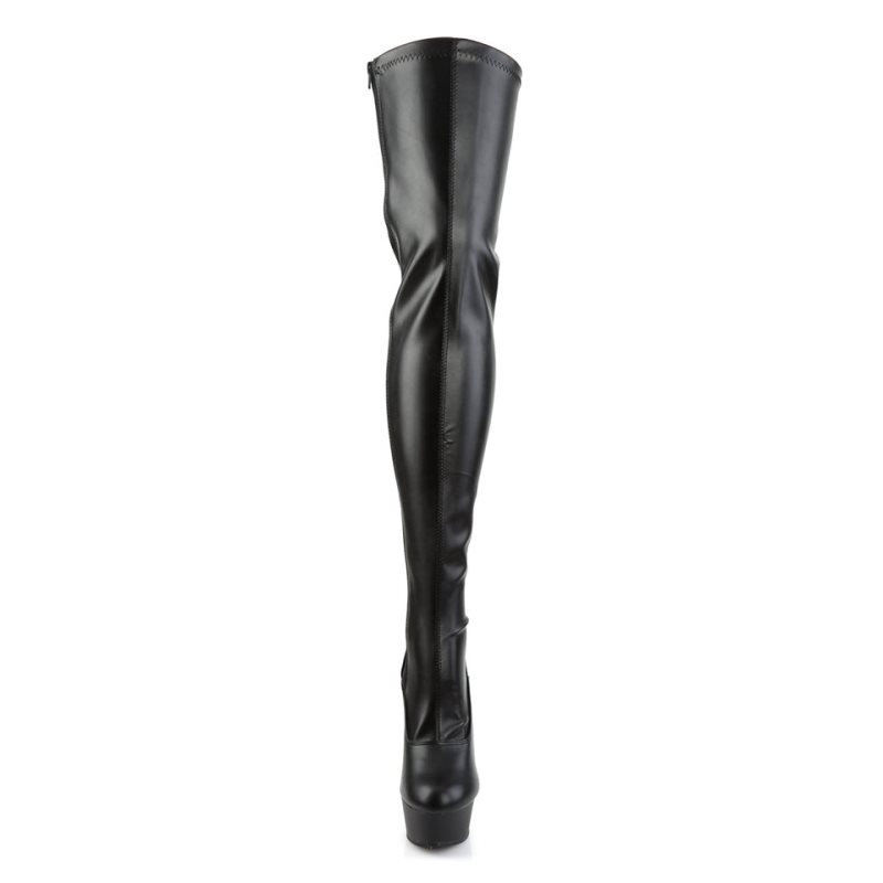 Black Pleaser Delight-3063 Vegan Leather Women's Thigh High Boots | AUSTRALIA CDAOR