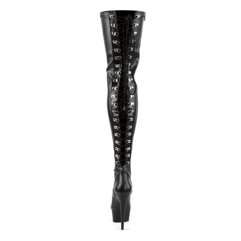 Black Pleaser Delight-3063 Vegan Leather Women's Thigh High Boots | AUSTRALIA CDAOR