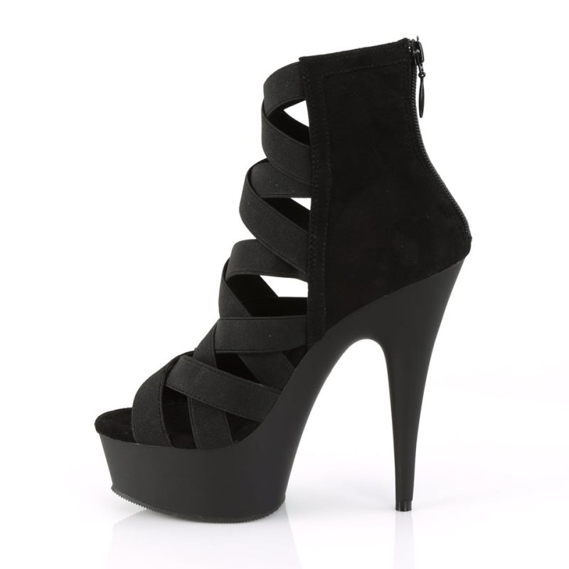 Black Pleaser Delight-600-24 Suede Women's Platform Heels Sandals | AU JCRTFYH