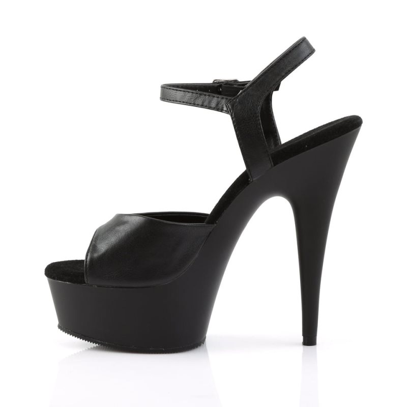 Black Pleaser Delight-609 Vegan Leather Women's Platform Heels Sandals | AUSTRALIA JGKDO