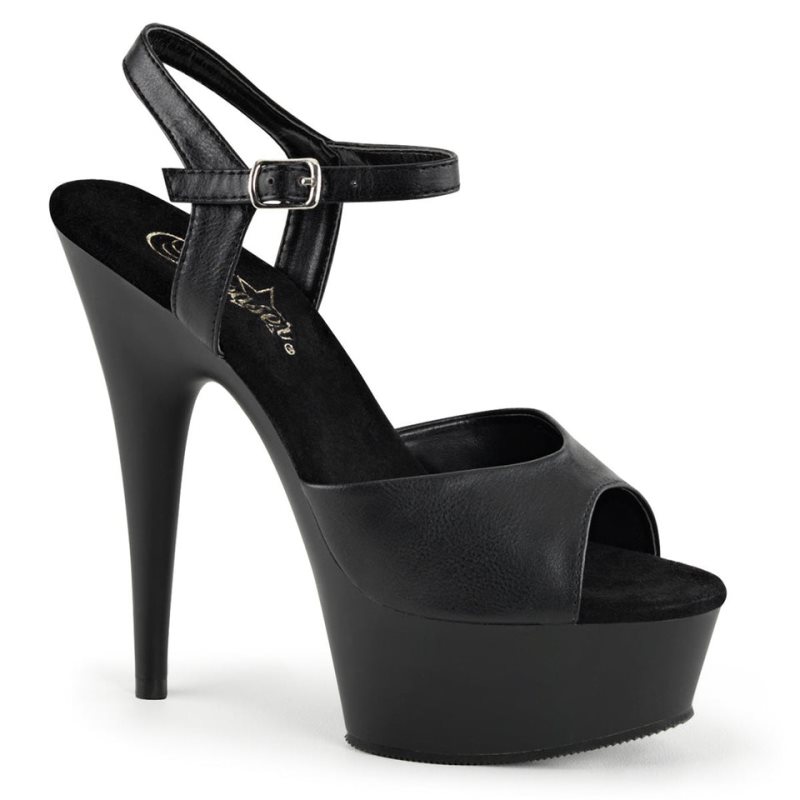 Black Pleaser Delight-609 Vegan Leather Women\'s Platform Heels Sandals | AUSTRALIA JGKDO