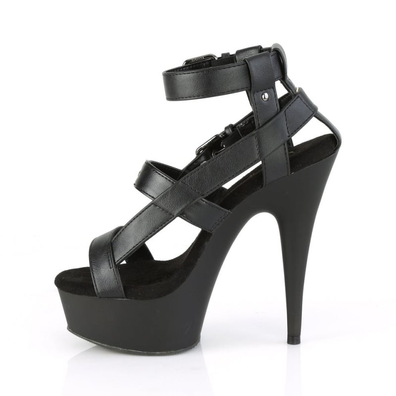 Black Pleaser Delight-637 Vegan Leather Women's Platform Heels Sandals | AU FULMCWE