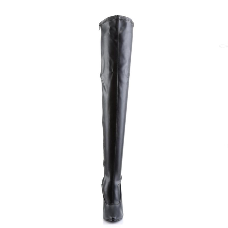 Black Pleaser Domina-3000 Vegan Leather Women's Thigh High Boots | AU QZHIFYD