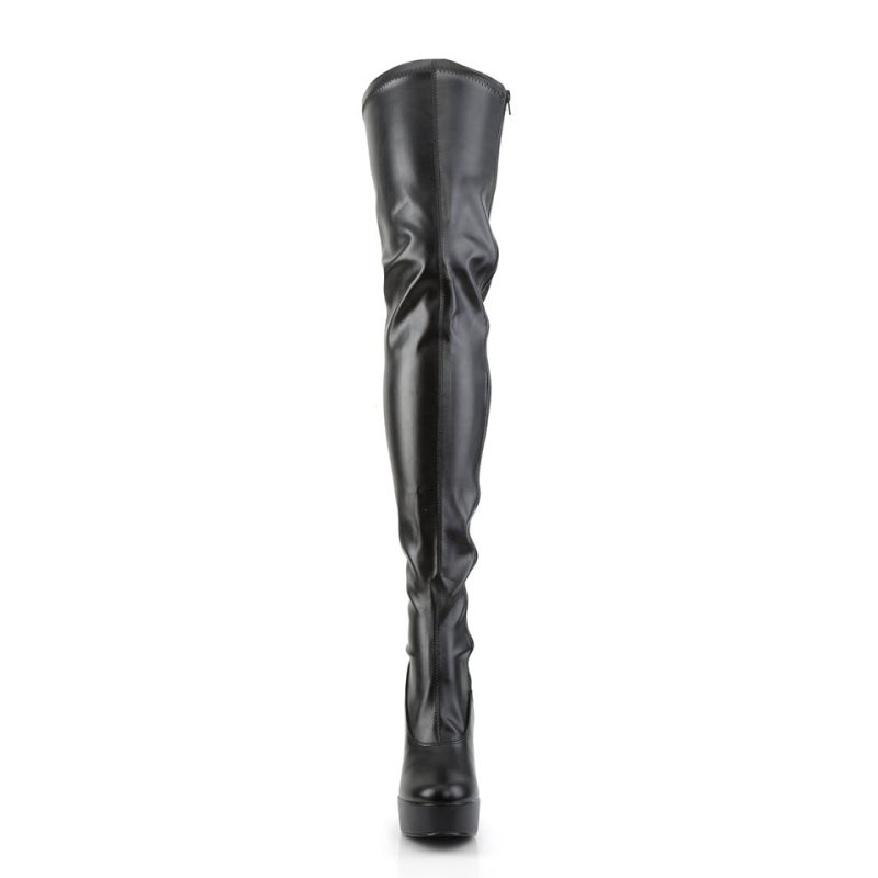 Black Pleaser Electra-3000Z Vegan Leather Women's Thigh High Boots | AU GWYKFSB