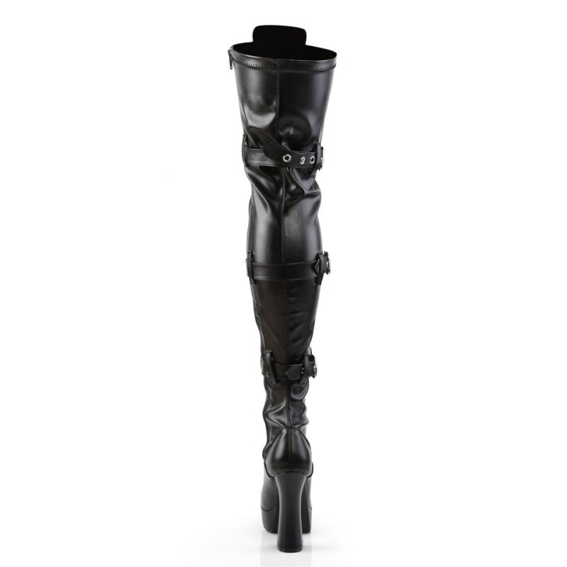 Black Pleaser Electra-3028 Vegan Leather Women's Thigh High Boots | AU WHTSVOZ