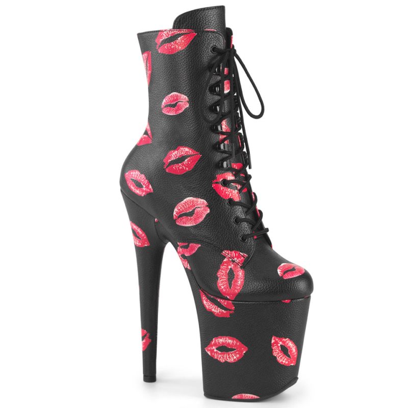 Black Pleaser Flamingo-1020KISSES Vegan Leather Women\'s Heels Boots | AUSTRALIA GVZJM