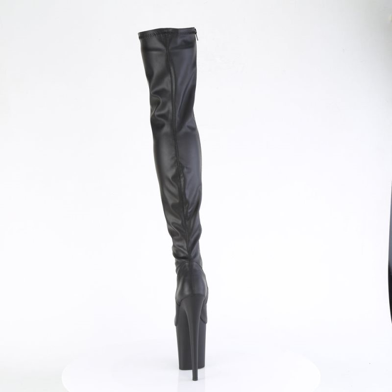 Black Pleaser Flamingo-3000 Vegan Leather Women's Thigh High Boots | AU BUFEONW