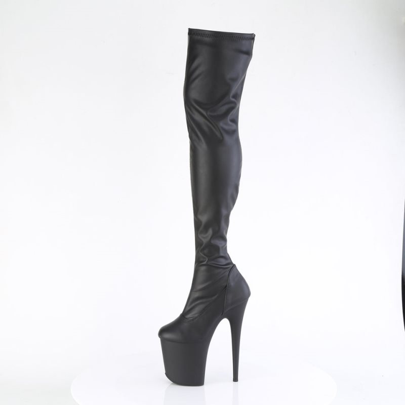 Black Pleaser Flamingo-3000 Vegan Leather Women's Thigh High Boots | AU BUFEONW