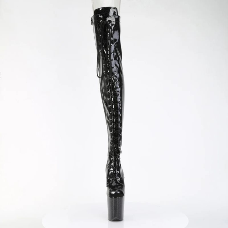 Black Pleaser Flamingo-3021GP Glitter Women's Thigh High Boots | AU YBLMKPO