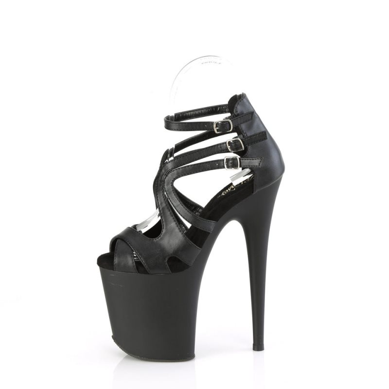 Black Pleaser Flamingo-877 Vegan Leather Women's Platform Heels Sandals | AU JZPIXKQ