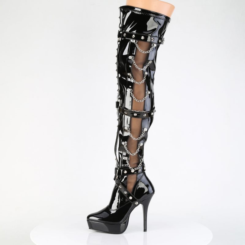 Black Pleaser Indulge-3026 Women's Thigh High Boots | AUSTRALIA IARMO