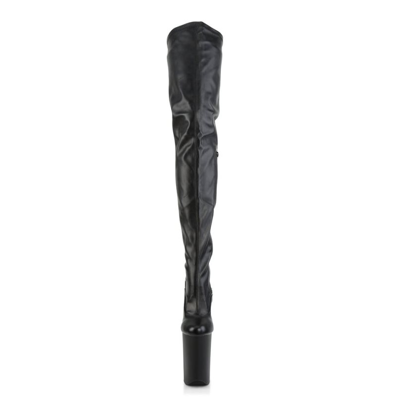 Black Pleaser Infinity-4000 Vegan Leather Women's Thigh High Boots | AUSTRALIA LRFOG