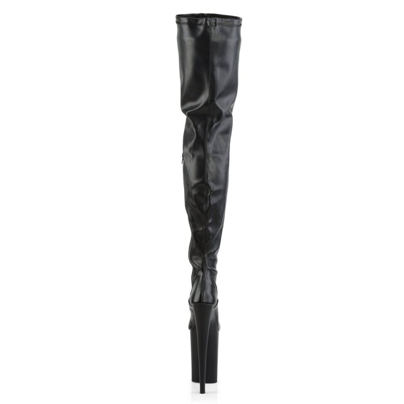 Black Pleaser Infinity-4000 Vegan Leather Women's Thigh High Boots | AUSTRALIA LRFOG