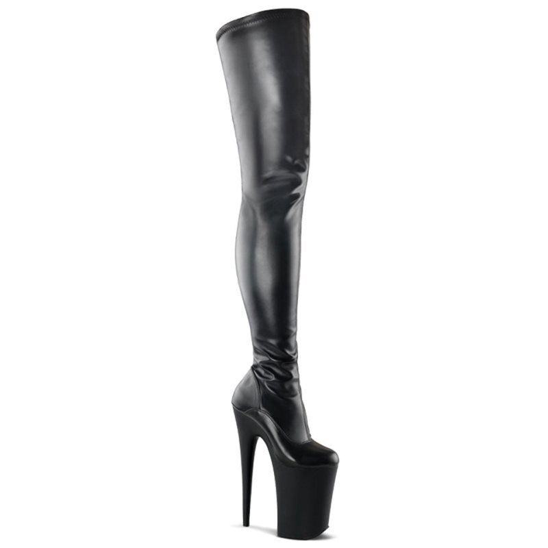 Black Pleaser Infinity-4000 Vegan Leather Women\'s Thigh High Boots | AUSTRALIA LRFOG