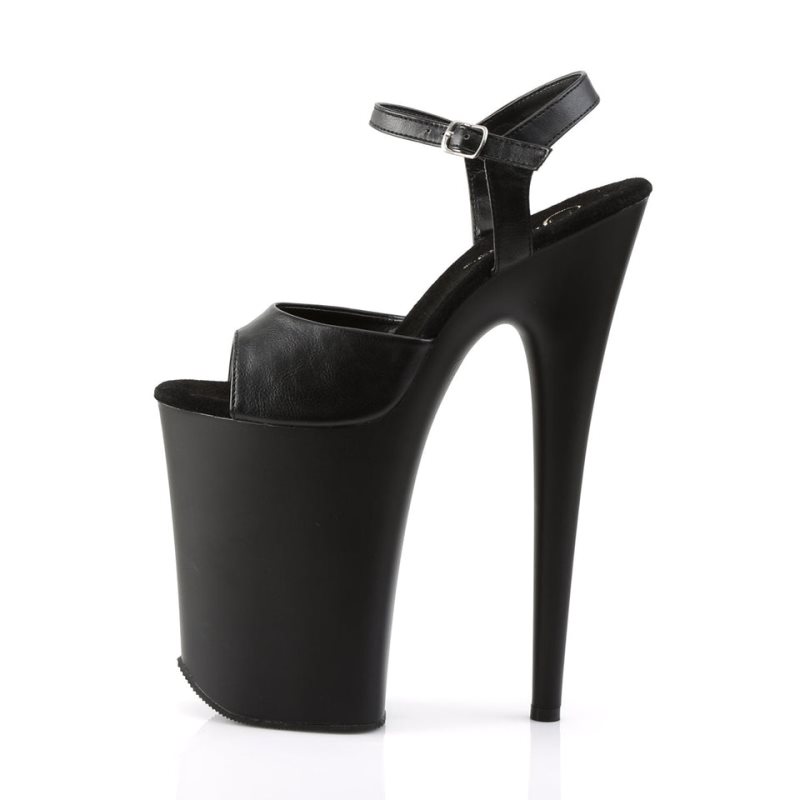 Black Pleaser Infinity-909 Vegan Leather Women's Platform Heels Sandals | AUSTRALIA LQUWY