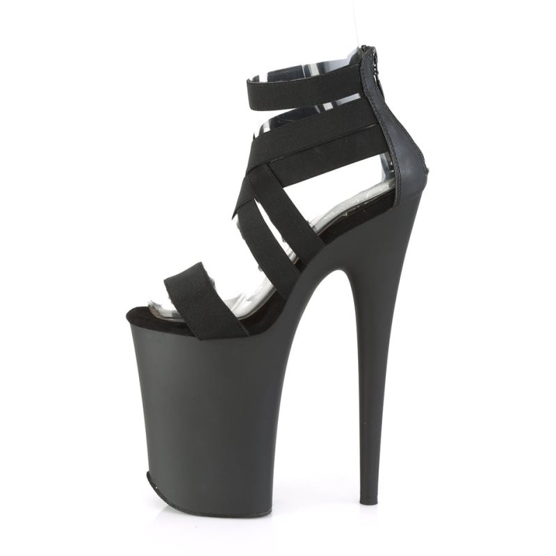 Black Pleaser Infinity-969 Vegan Leather Women's Platform Heels Sandals | AU ADVWJBZ