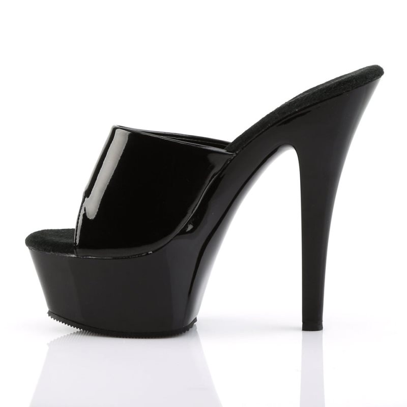 Black Pleaser Kiss-201 Women's Platform Slides | AU QKVEOTH